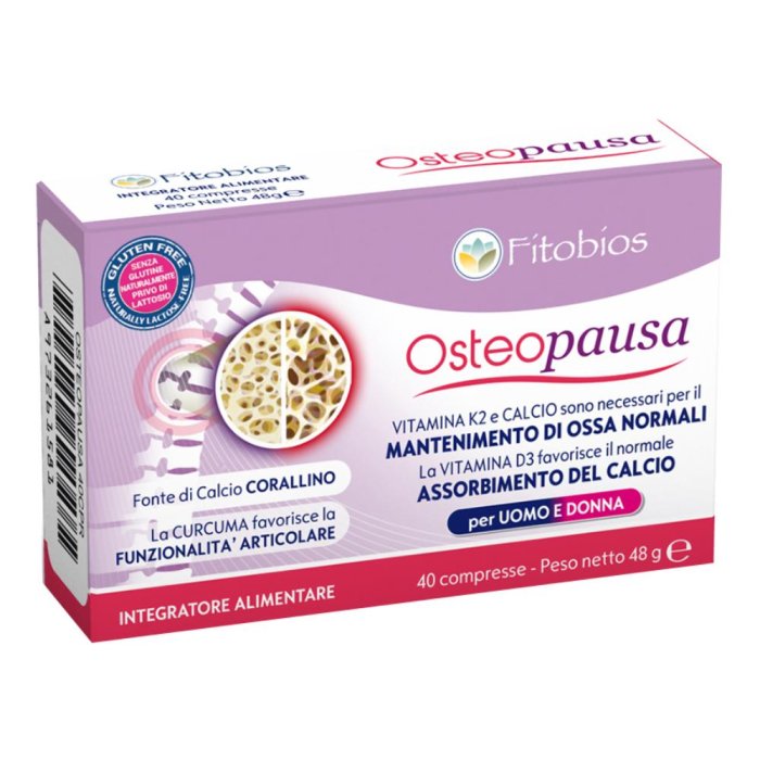 Fitobios Osteopausa Integratore Alimentare per Benessere Ossa e Menopausa 40 Compresse