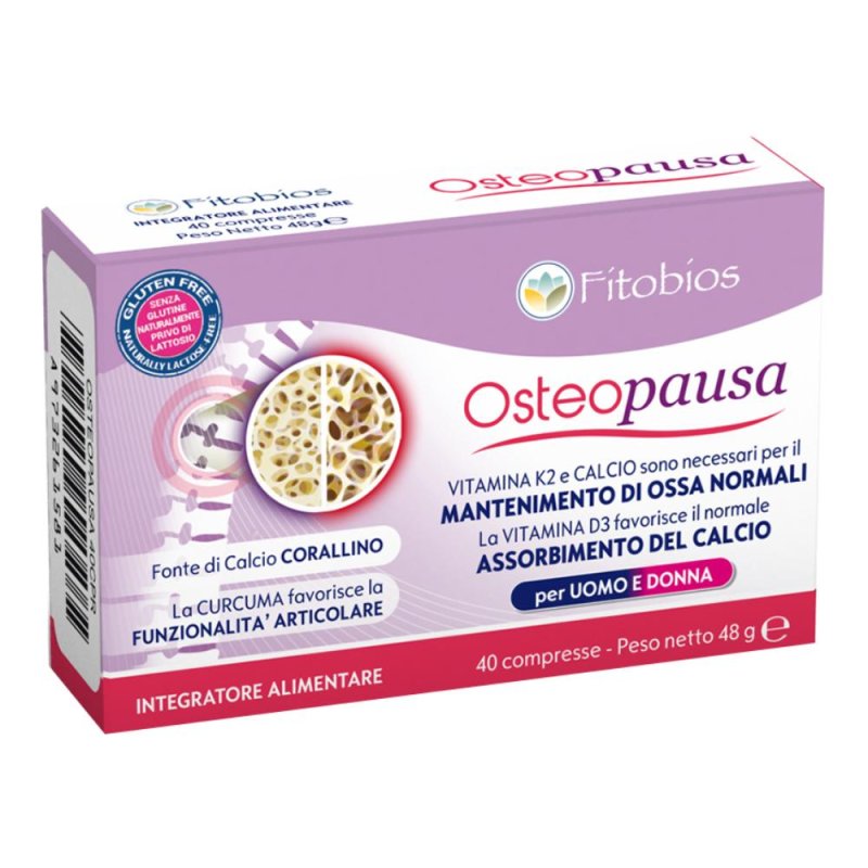 Fitobios Osteopausa Integratore Alimentare per Benessere Ossa e Menopausa 40 Compresse