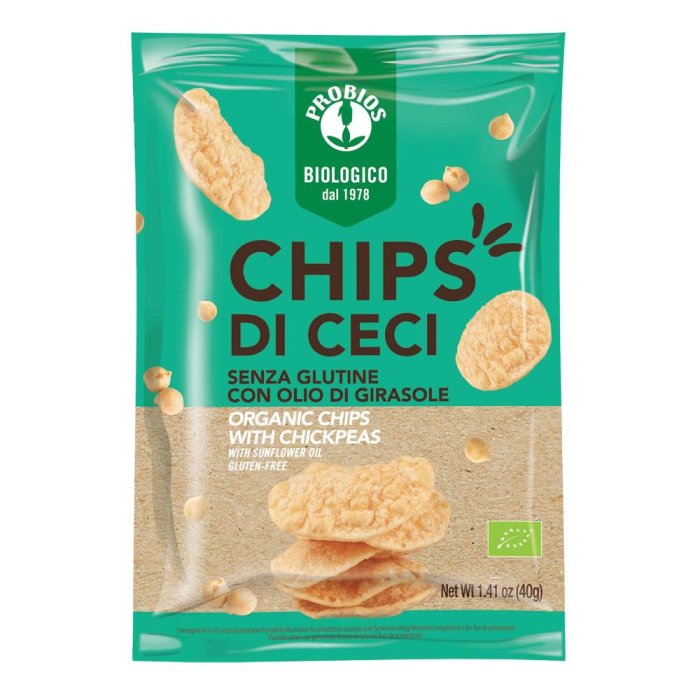 Probios Alimenti senza Glutine Snack e Sfiziosità Chips di Ceci Croccanti 40 g