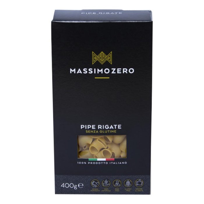 Massimo Zero Alimenti senza Glutine Pipe Rigate Pasta Secca 400 g