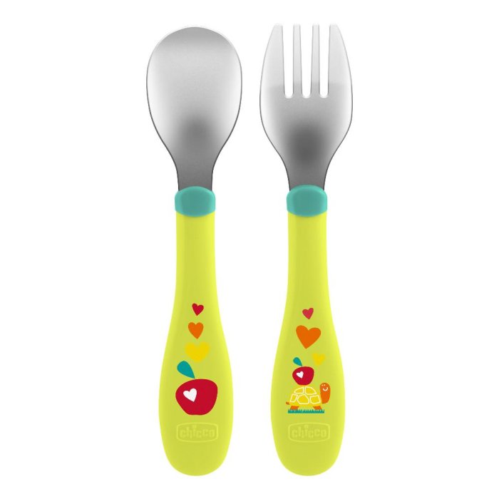 Chicco Posate Inox 18m+ Verdi 1 Pezzo