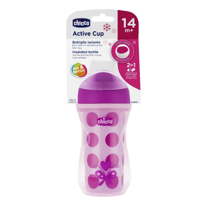 Tazza Activ rosa 14 mesi+ - tazza antigoccia per bambini con manici