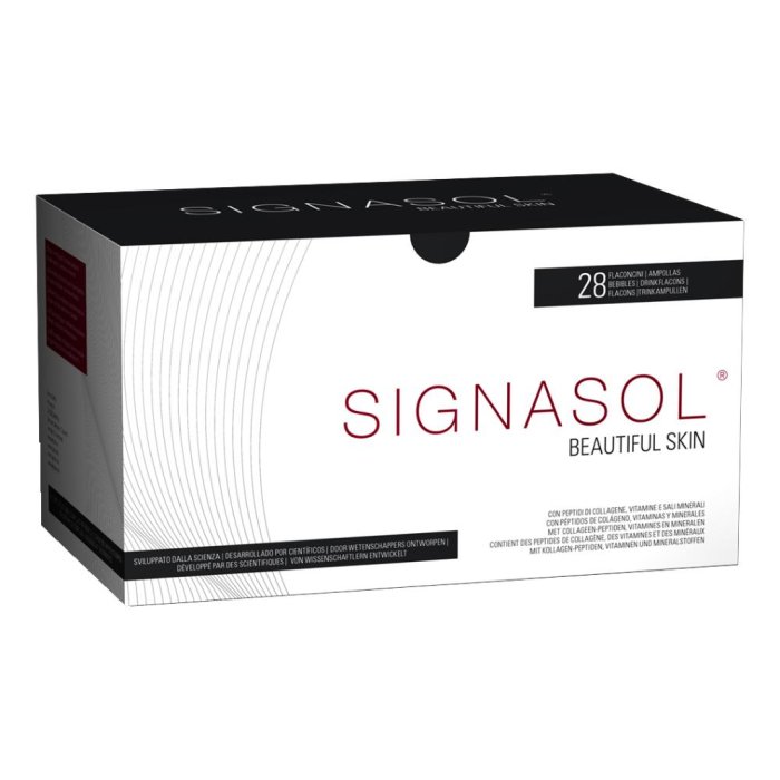 Signasol Integratore di Collagene Liquido 28 Flaconcini da 25 ml per Pelle, Capelli e Unghie