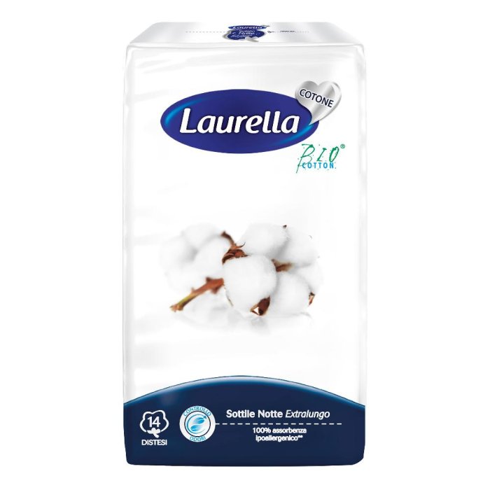 Laurella Assorbenti in Cotone Sottile Notte 14 Pezzi | Assorbenti Igienici Femminili Ultra Comfort