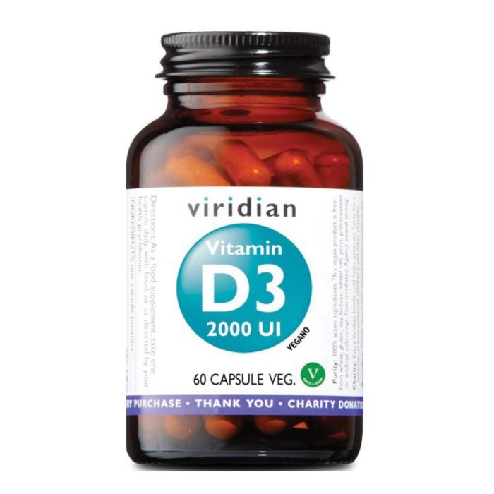 VIRIDIAN Integratore Alimentare Exquisite di Vitamina D3 2000 Unità Internazionali 30 Capsule
