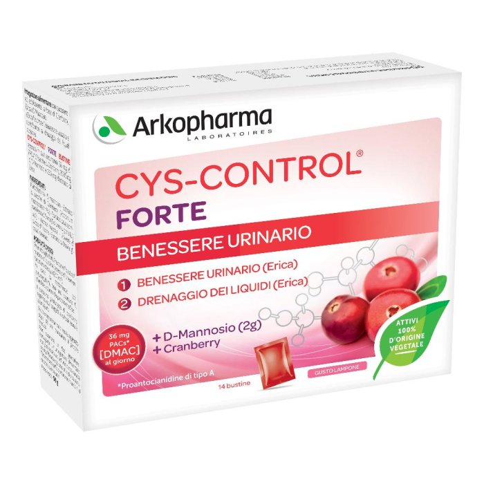 Arkofarm Cys-control Forte Con D-mannosio 14 Bustine 56 G Gusto Lampone