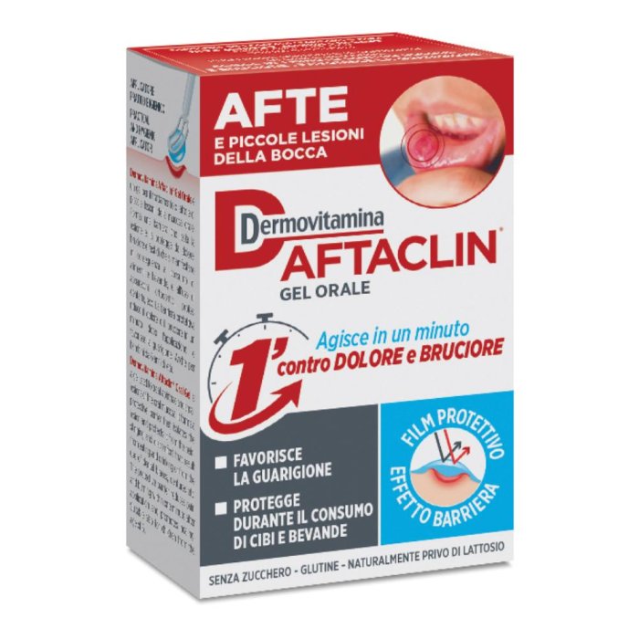 Dermovitamina Aftaclin Gel Orale Afte e Piccole Lesioni della Bocca 7ml