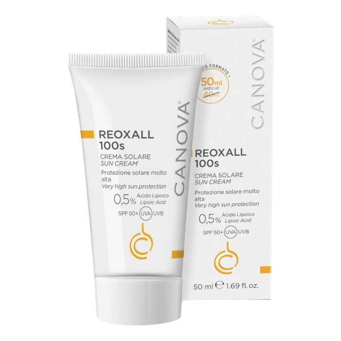 Reoxall 100S Crema Solare Viso Protezione Molto Alta 50 ml per Pelle Sensibile e Chiara