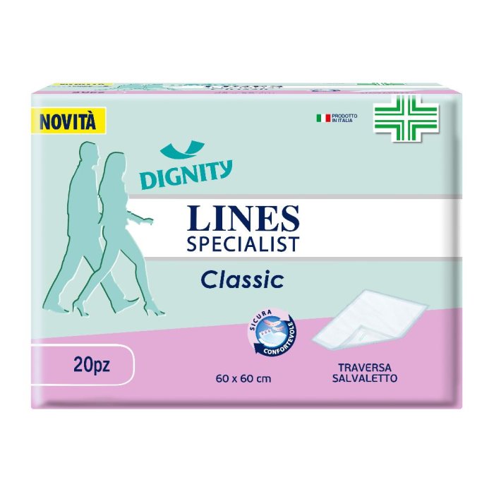 Lines Specialist Traversine Assorbenti 60x60 cm per Incontinenza, Teli Letto Protettivi, Confezione da 20 Pezzi