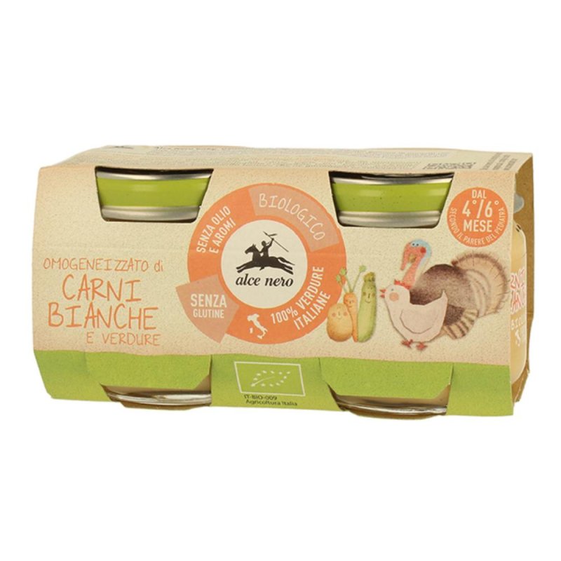 Alce Nero Omogeneizzato di Carni Bianche e Verdure Biologico 2 x 80g