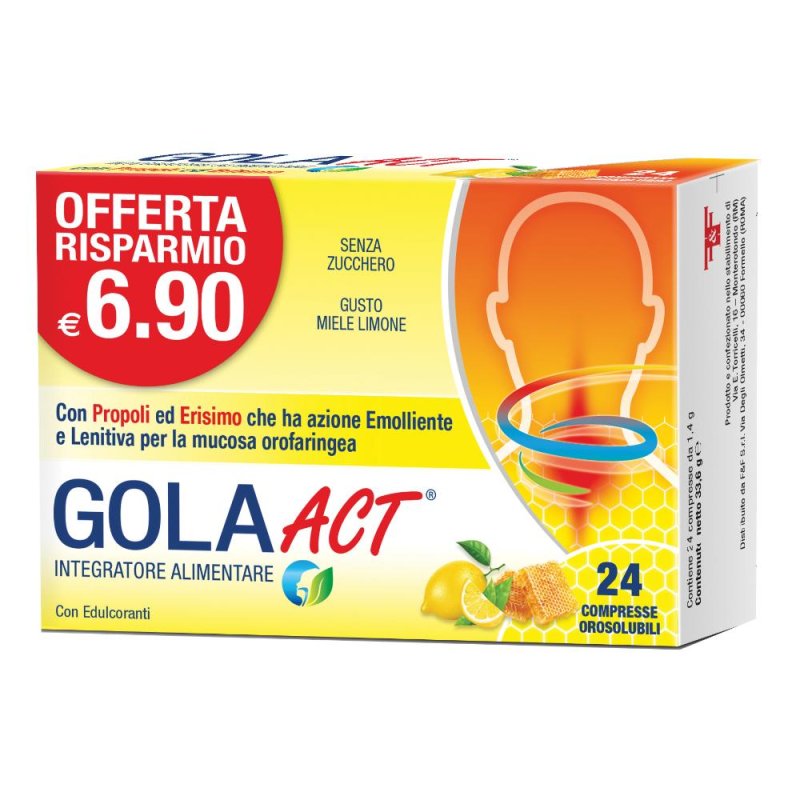 Linea Act Gola Act Integratore Alimentare Gusto Miele E Limone 24 Compresse