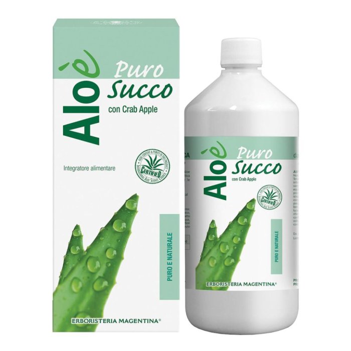 Erboristeria Magentina Aloè Puro Succo di Aloe Bio Integratore Depurativo 1 Litro
