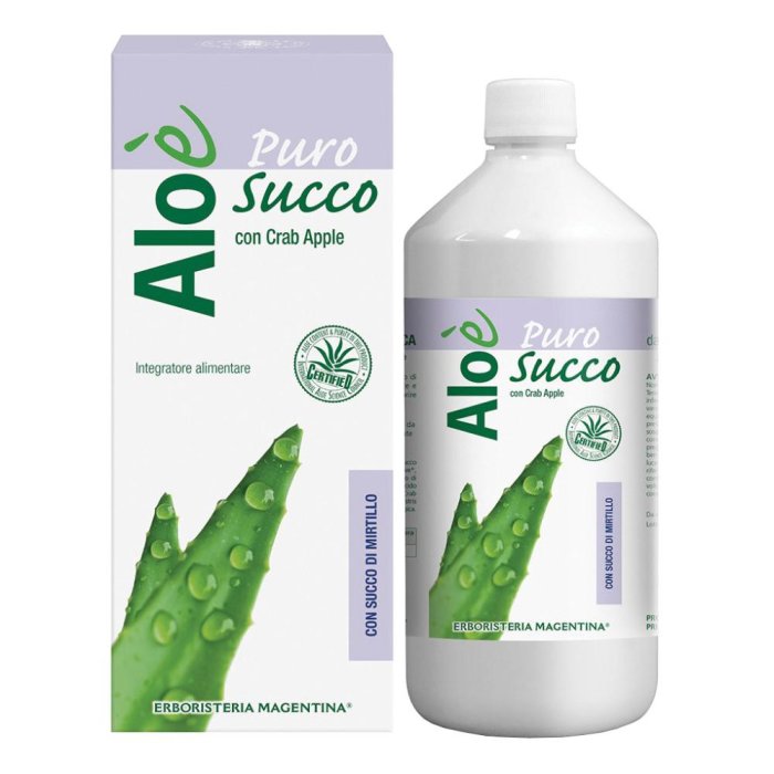 Erboristeria Magentina Aloè - Aloe con Succo di Mirtillo Integratore Alimentare 1 Litro