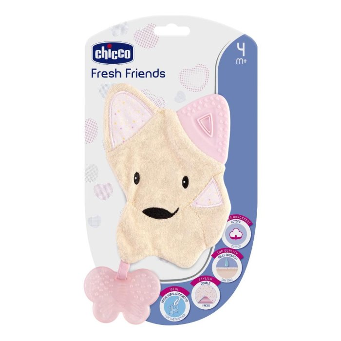 Chicco Fresh Friends Massaggiagengive 3 in 1 con Dentaruolo 4M+ Rosa 1 Pezzo