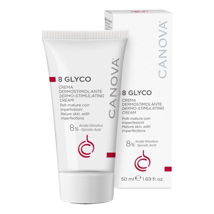 8 GLYCO Crema Dermostimolante con Acido Glicolico 8% - Restituisce Tono ed Elasticità alla Pelle 50 ml
