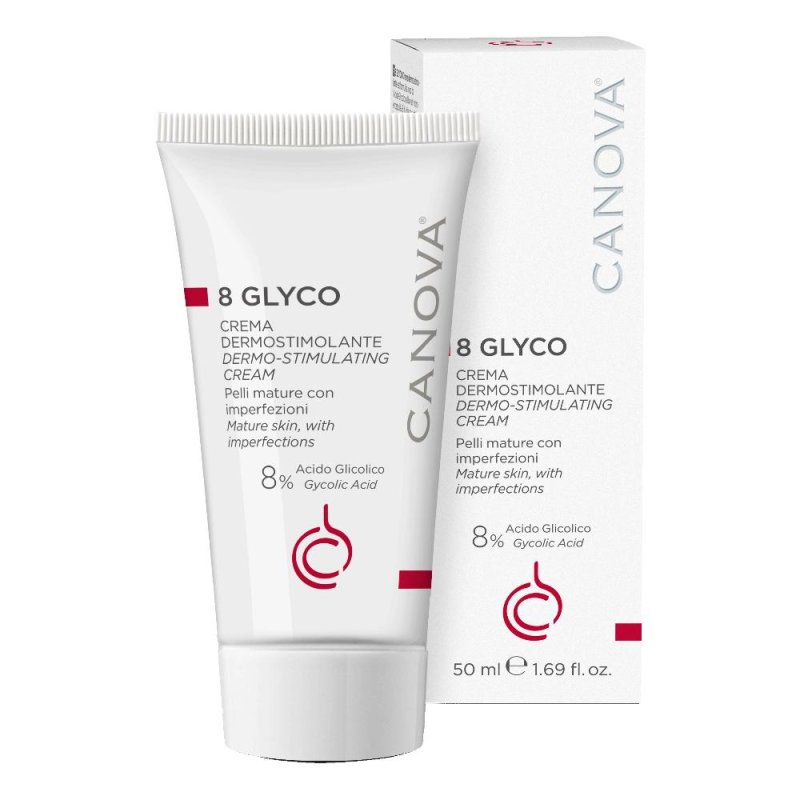 8 GLYCO Crema Dermostimolante con Acido Glicolico 8% - Restituisce Tono ed Elasticità alla Pelle 50 ml