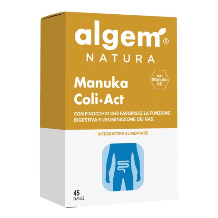 Algem Manuka Coli Act 45 Capsule Integratore per Intestino e Colon con Miele di Manuka per Benessere della Flora Batterica