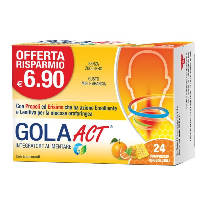 Linea Act Gola Act Integratore Alimentare Gusto Miele E Arancia 24 Compresse