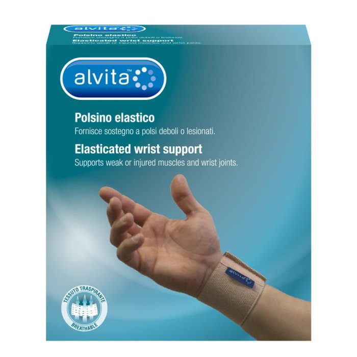 Alvita Polsino Elastico Ambidestro Colore Beige Taglia 2 (16-18 cm) 1 Pezzo