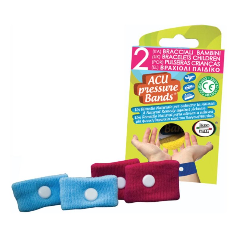 Acu Pressure Band Bambini Braccialetti Acupressione Antinausea da Polso per Mal di Auto e Mal di Mare, Set 2 Pezzi