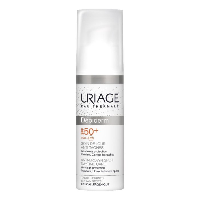 Uriage Depiderm Crema Viso Anti Macchie Trattamento Giorno Schiarente con Fattore di Protezione Solare 50 Plus