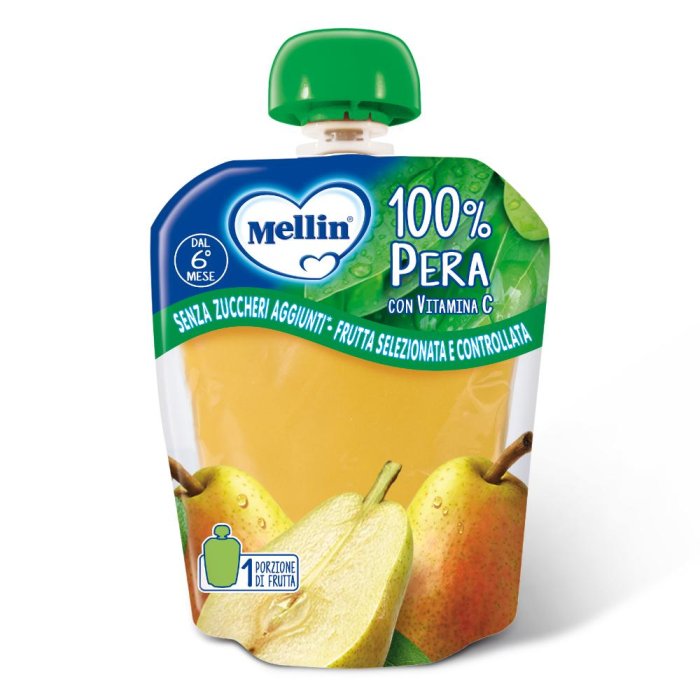 Mellin Pouch Pera 90 g Purea di Frutta per Neonati e Bambini