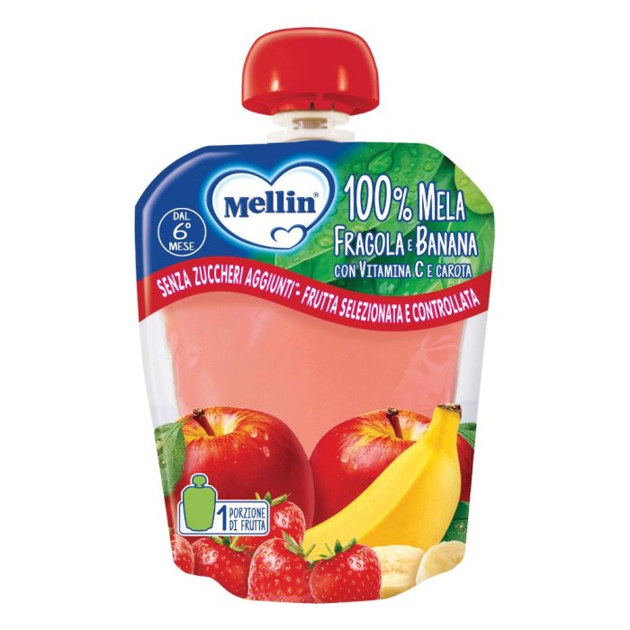 Mellin Pouch Mela Fragola Banana Carota 90g 6Mesi+