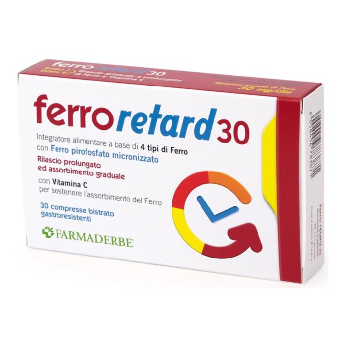 Ferro Retard 30 compresse - Integratore alimentare con ferro, vitamina C e inulina