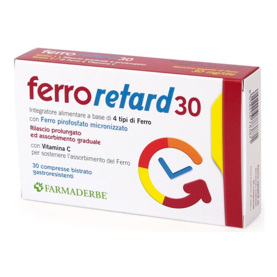Ferro Retard 30 compresse - Integratore alimentare con ferro, vitamina C e inulina