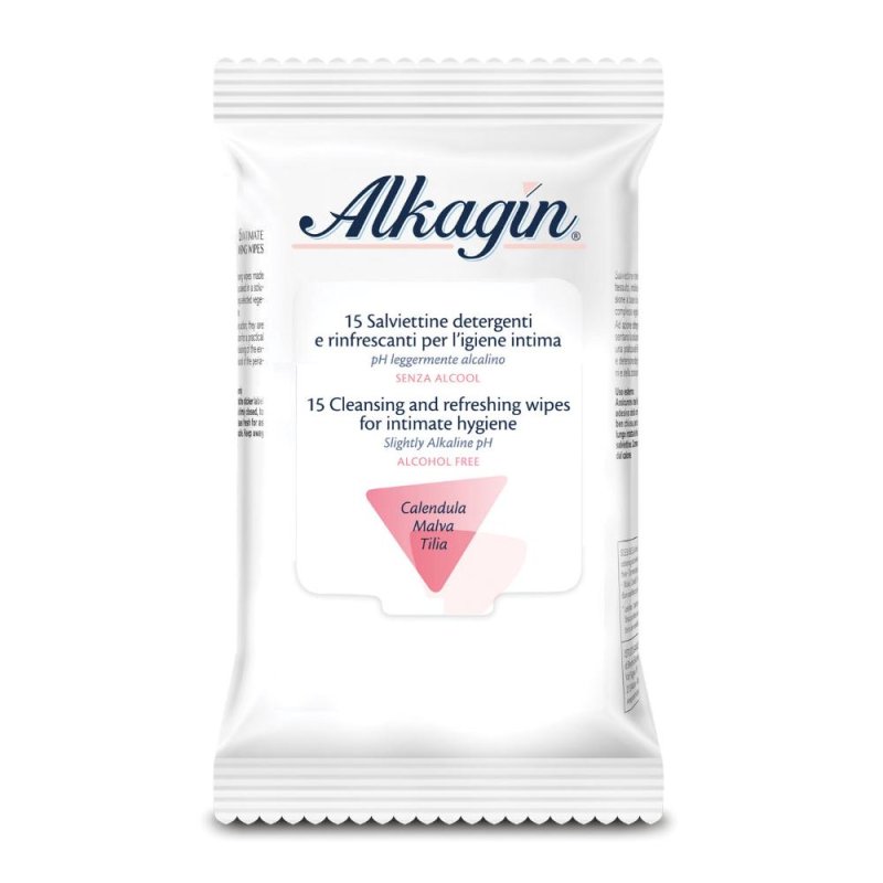 Alkagin Salviette Detergenti e Rinfrescanti Igiene Intima 15 Salviettine