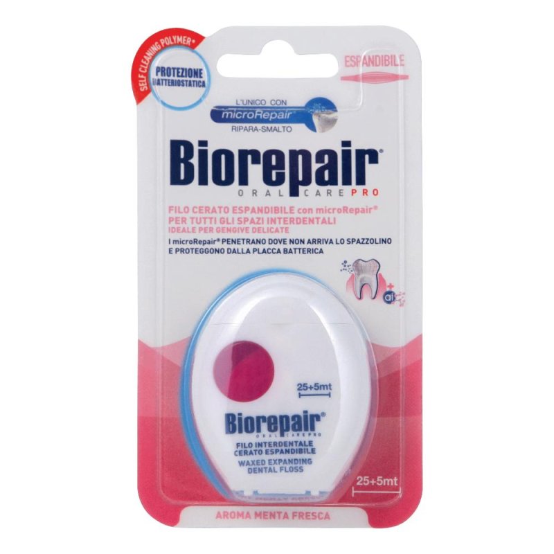 Biorepair Antibatterico filo interdentale cerato espandibile – Igiene orale profonda e protezione gengivale