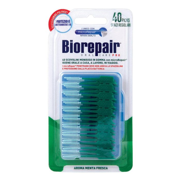 Biorepair Antibatterico scovolini interdentali in gomma – Pulizia profonda e gengive protette (40 pezzi)