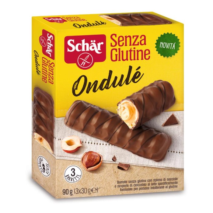 Schar Ondulé Barretta Senza Glutine Con Ripieno Di Nocciole 3x30 Grammi