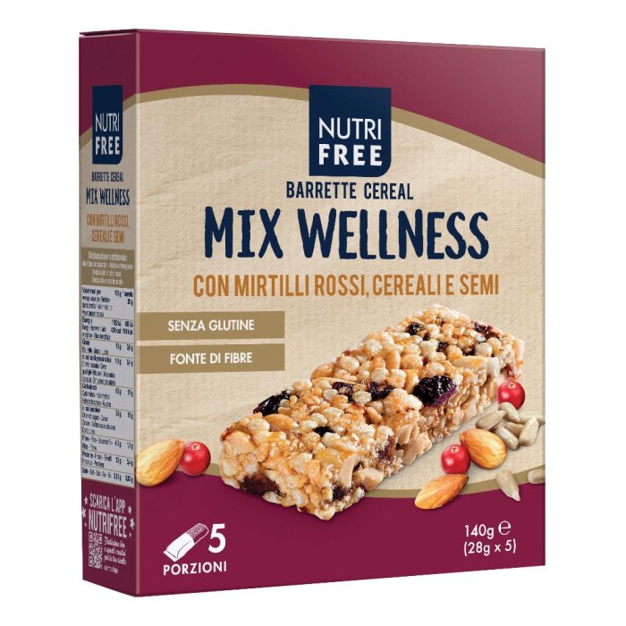 Nutrifree Alimenti senza Glutine Snack e Merende Barrette Cereal Mix Wellness 5 x 28 g