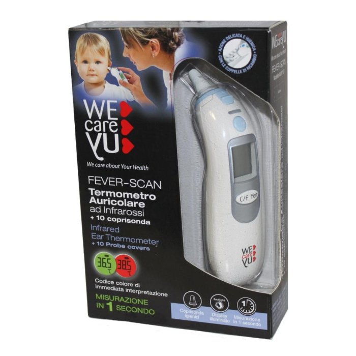 Wecareyu Feverscan Termometro Auricolare Digitale a Infrarossi per Febbre per Neonati Bambini e Adulti con Misurazione Rapida