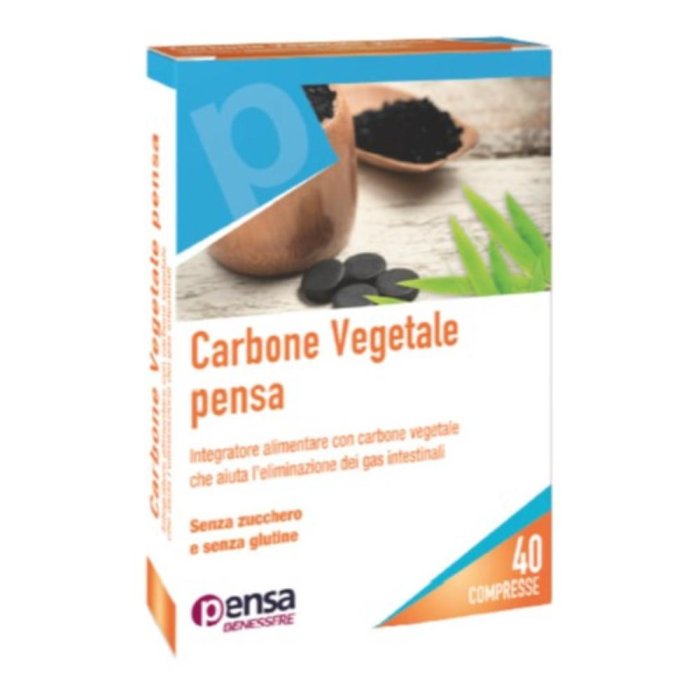 Carbone Vegetale Compresse 40 Pezzi Integratore per Gonfiore Addominale e Gas Intestinali