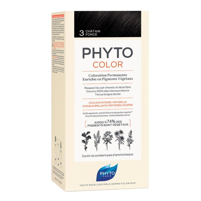 Phyto Capelli Sani e Splendenti Phyto Color Colorazione Permanente Delicata 3 Castano Scuro