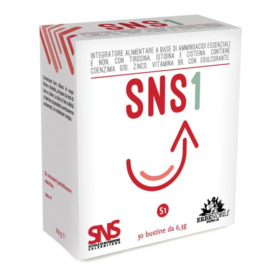 SNS1 Integratore Alimentare con Aminoacidi Essenziali, Vitamina B6 e Zinco - 30 Bustine SNS1 Integratore Alimentare con Aminoacidi Essenziali, Vitamina B6 e Zinco - 30 Bustine