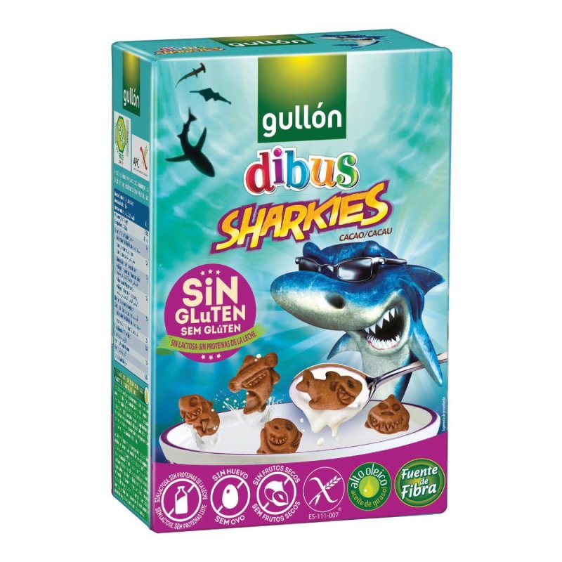 Gullon biscotti cacao squali 250 g - biscotti al cacao per bambini