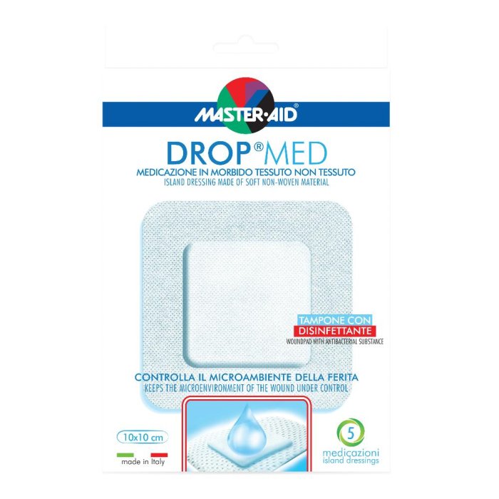 Master-Aid Drop Med Medicazione Autoadesiva Misura 10 x 10 cm 5 Pezzi