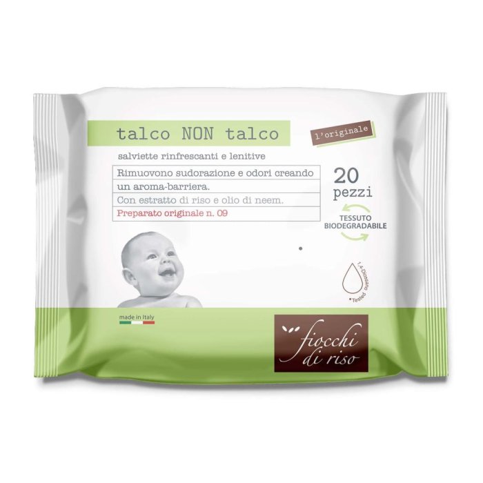Fiocchi di Riso Dermo ZZZ Talco Non Talco - Salviette Rinfrescanti Lenitive 20 Salviette