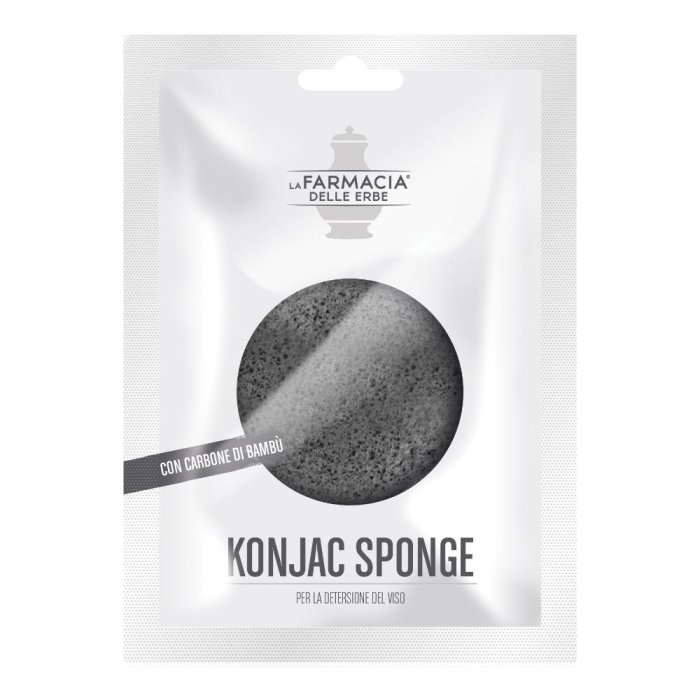 Farmacia Delle Erbe Konjac Sponge con Carbone di Bambu Spugna Detergente,1 Pezzo