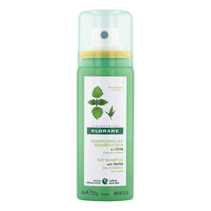 Klorane Shampoo Secco all’Ortica 50 ml – Trattamento Purificante per Capelli Grassi