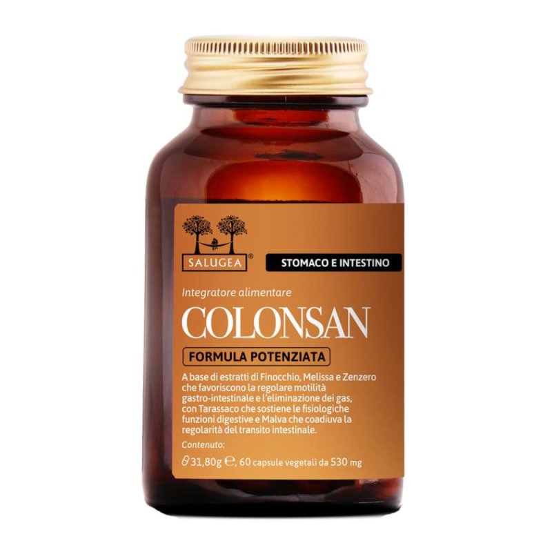 Salugea Colonsan Colonsan Formula Potenziata Integratore Eliminazione dei Gas e Digestione 60 Capsule Vegetali