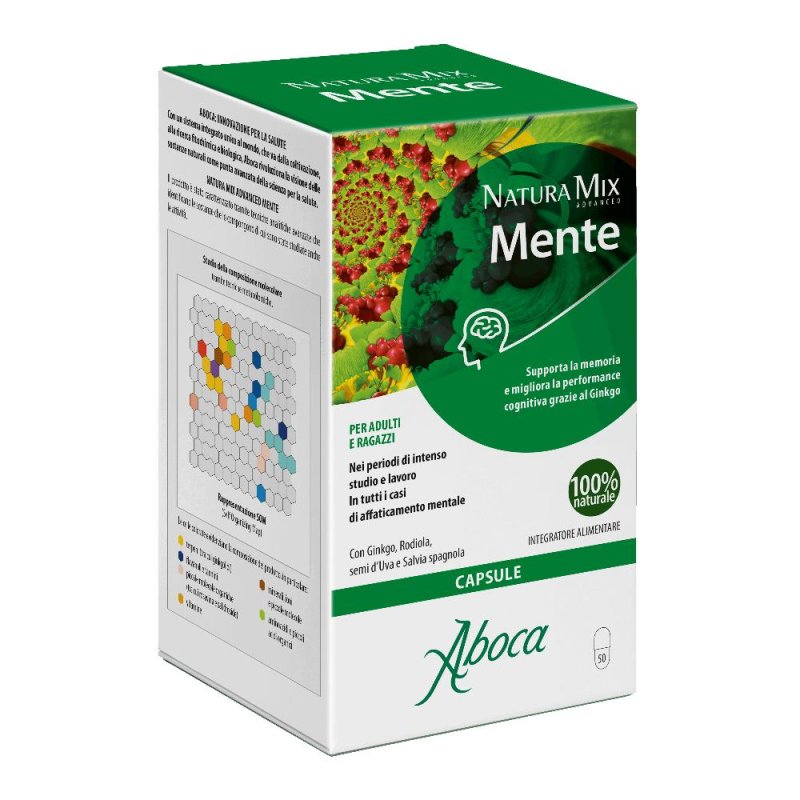 Aboca Natura Mix Advanced Mente Integratore Mente Tono e Memoria 50 Capsule