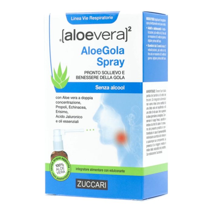 Aloevera2 oleogola spray 30 ml lenitivo per gola infiammata e irritata - Zuccari Srl
