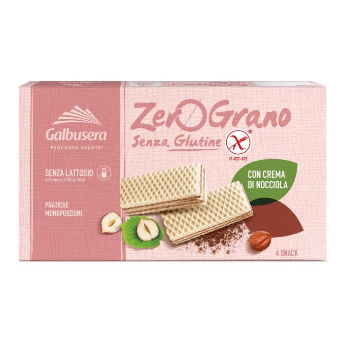 Galbusera Percorso Salute Alimenti senza Glutine Zerograno Wafer con Crema di Nocciole 180 g