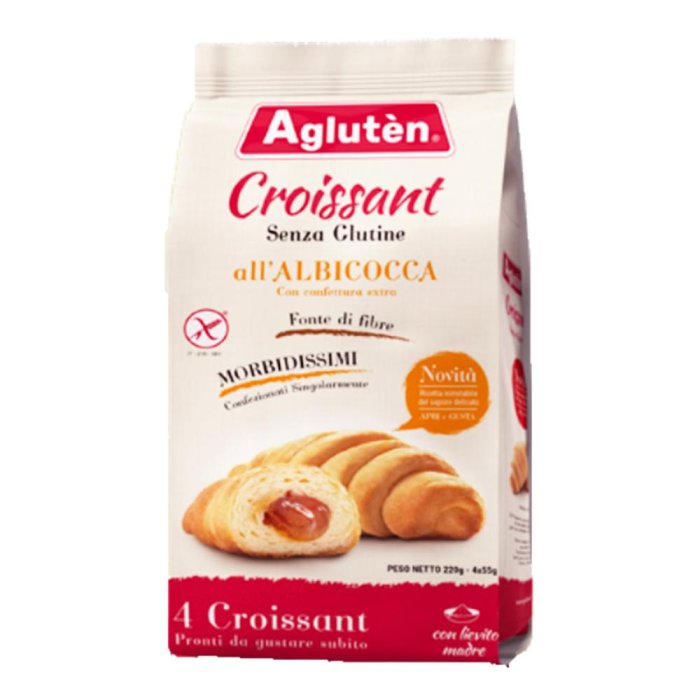 Agluten Prodotti Speciali senza Glutine Dolci e Merende Croissant Cornetti Albicocca 200 g