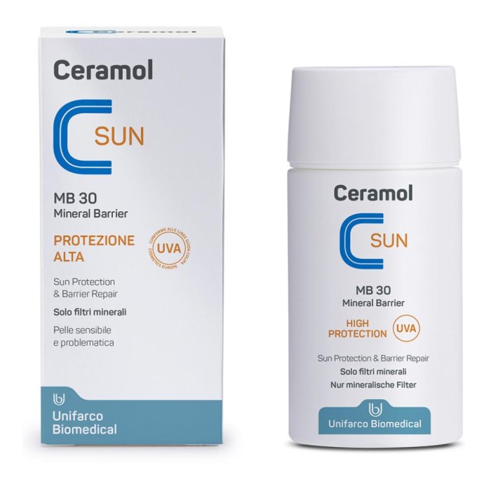 Ceramol Sun Crema Solare Minerale Viso e Corpo per Bambini e Pelli Sensibili Fattore di Protezione 30 50 Millilitri