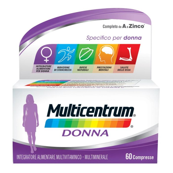 Multicentrum donna 60 compresse multivitaminico completo con ferro, calcio e vitamina D